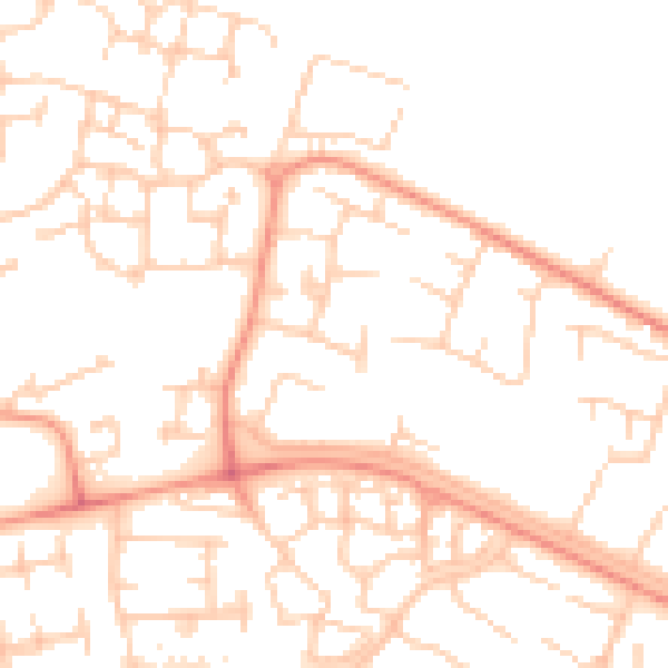 Daytime road noise heatmap for RG24 9PE