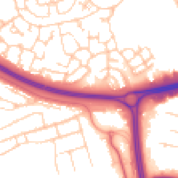 Daytime road noise heatmap for RG24 9QT