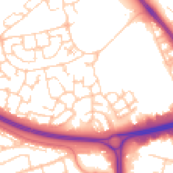 Daytime road noise heatmap for RG24 9SW