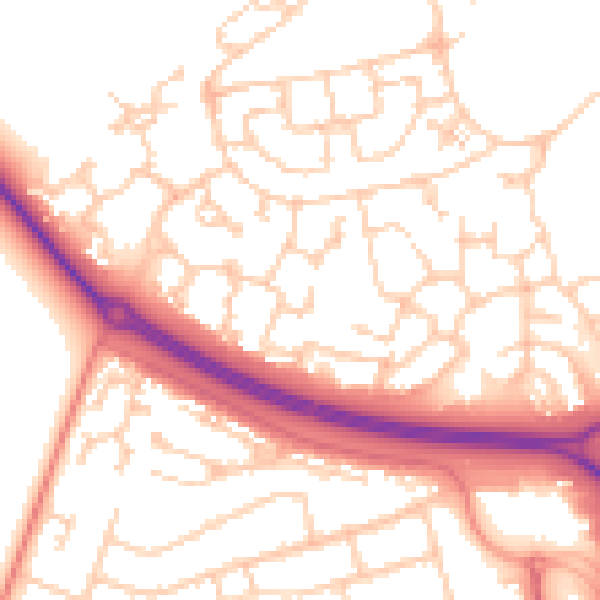 Daytime road noise heatmap for RG24 9SY
