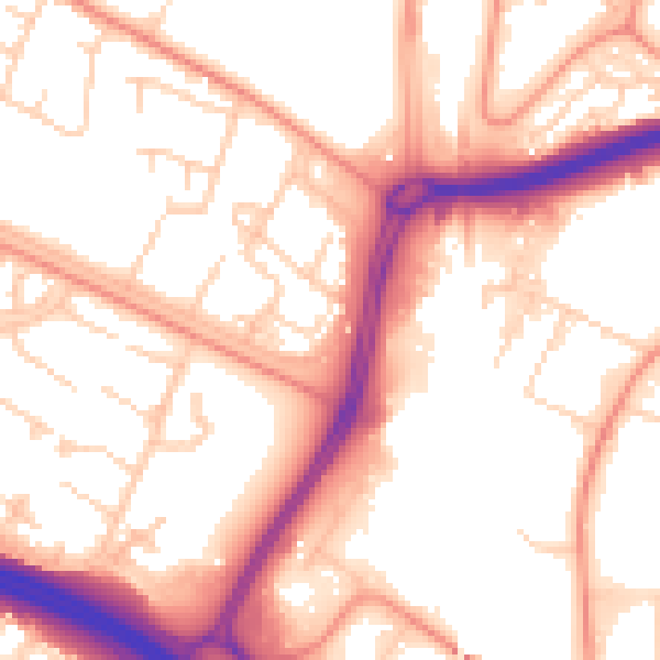 Daytime road noise heatmap for RG24 9WH