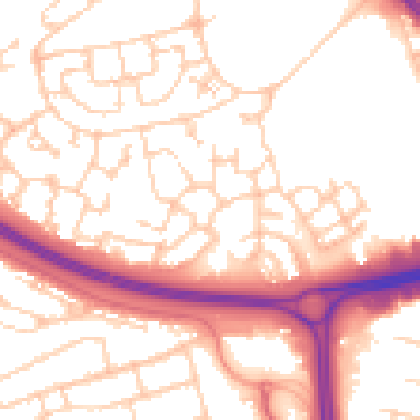 Daytime road noise heatmap for RG24 9WN