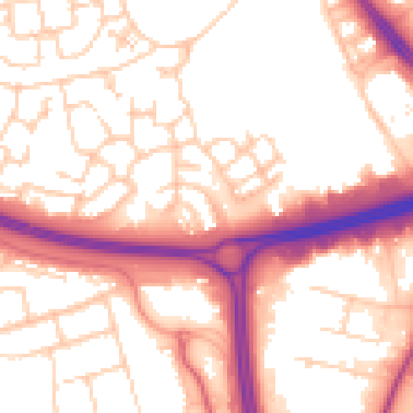 Daytime road noise heatmap for RG24 9XJ
