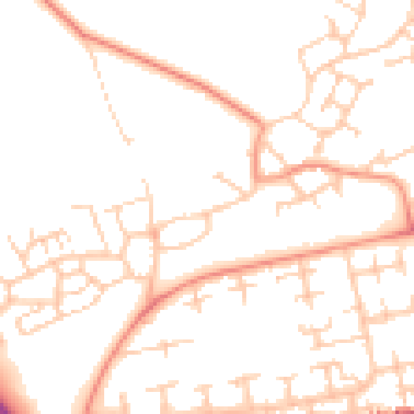 Daytime road noise heatmap for RG24 9YS