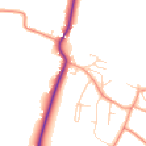 Daytime road noise heatmap for RG24 9YZ