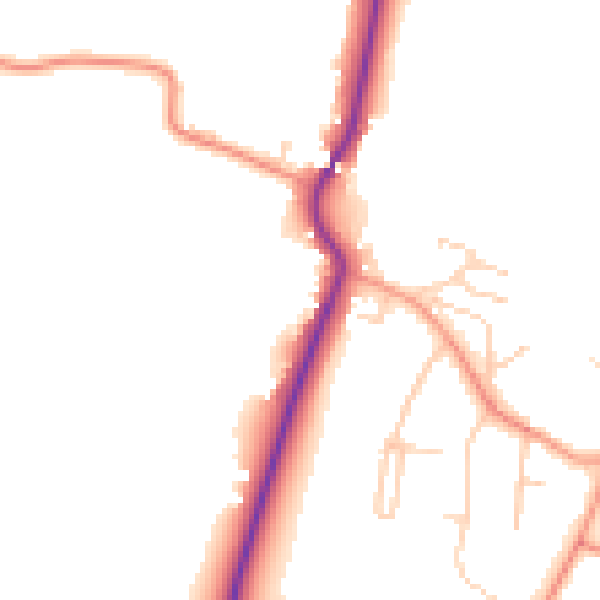 Daytime road noise heatmap for RG24 9ZQ