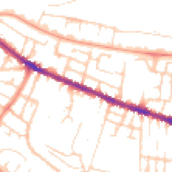 Daytime road noise heatmap for RG30 1EG