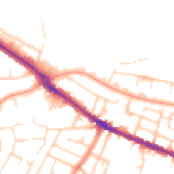 Daytime road noise heatmap for RG30 1HU