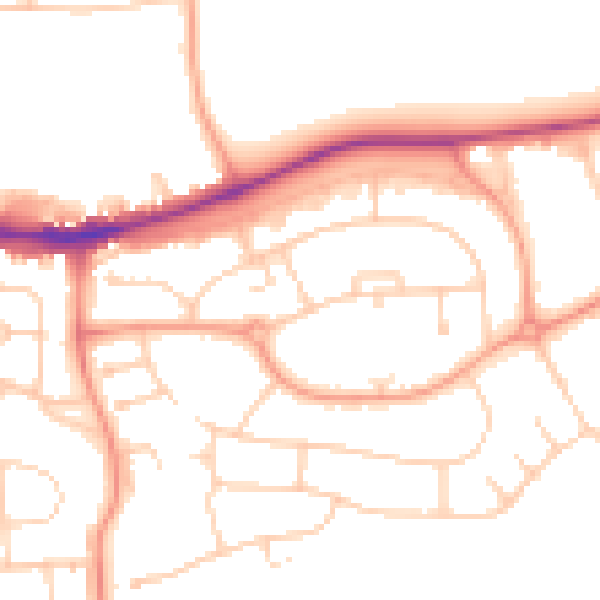 Daytime road noise heatmap for RG30 3BQ