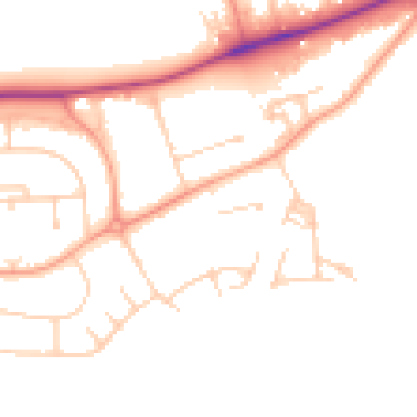 Daytime road noise heatmap for RG30 3EJ