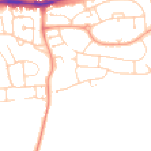 Daytime road noise heatmap for RG30 3JN