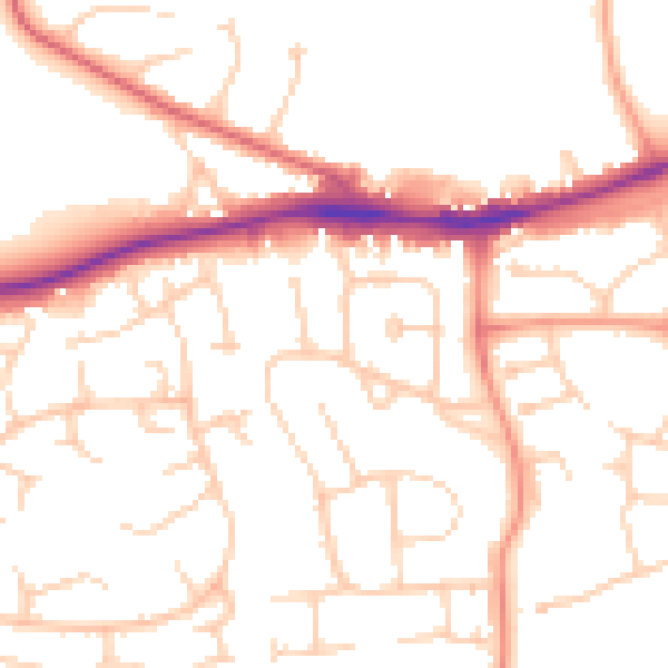 Daytime road noise heatmap for RG30 3NY