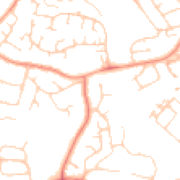 Daytime road noise heatmap for RG30 4XA