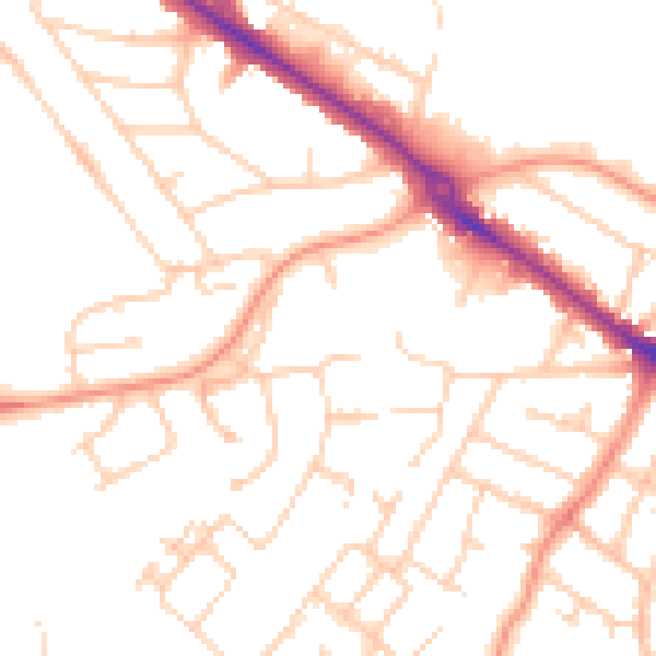 Daytime road noise heatmap for RG30 4YN