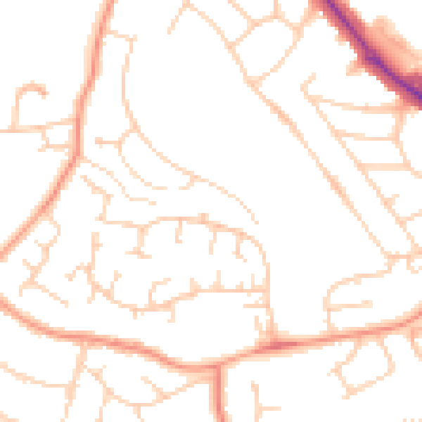 Daytime road noise heatmap for RG30 6BD