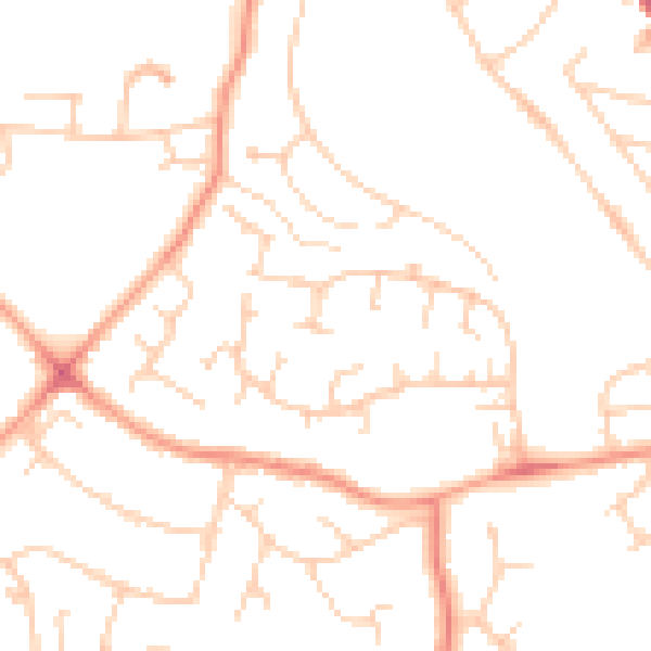 Daytime road noise heatmap for RG30 6HY