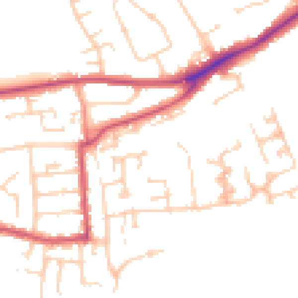 Daytime road noise heatmap for RG4 5BL