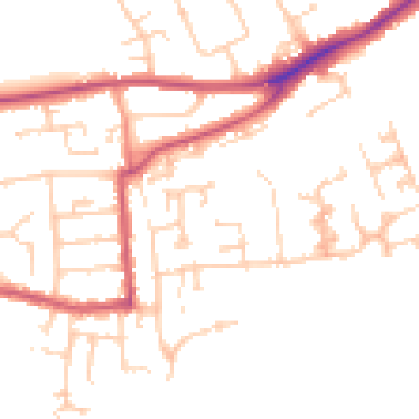 Daytime road noise heatmap for RG4 5BW