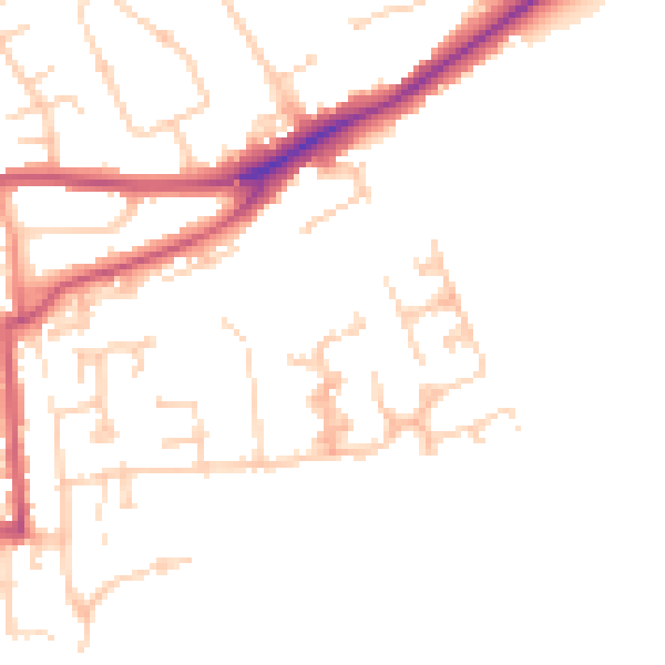 Daytime road noise heatmap for RG4 5DA