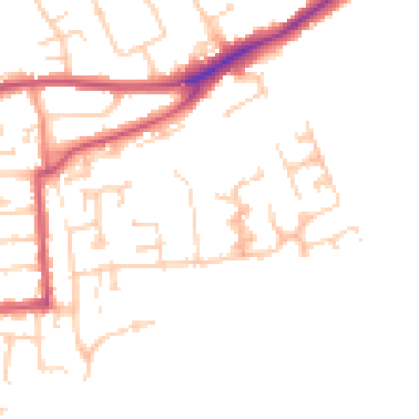 Daytime road noise heatmap for RG4 5DD