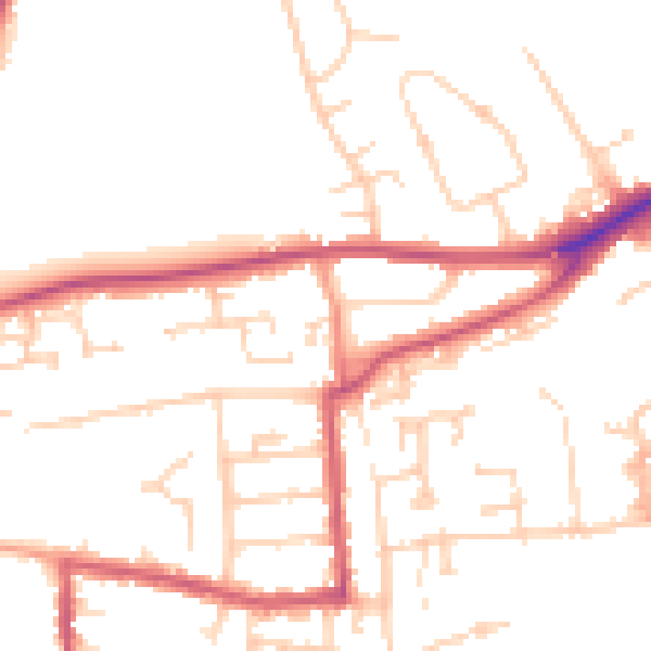 Daytime road noise heatmap for RG4 5DG