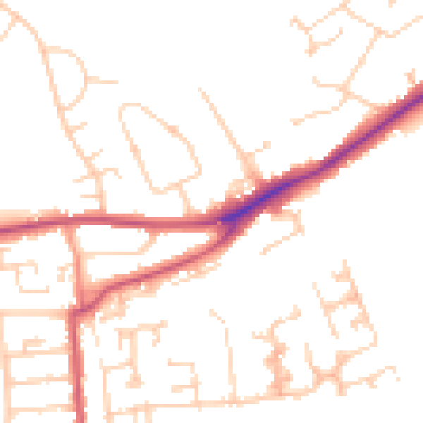 Daytime road noise heatmap for RG4 5DL