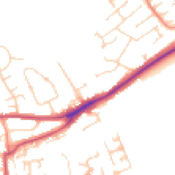 Daytime road noise heatmap for RG4 5DN