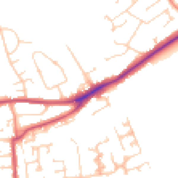 Daytime road noise heatmap for RG4 5LN