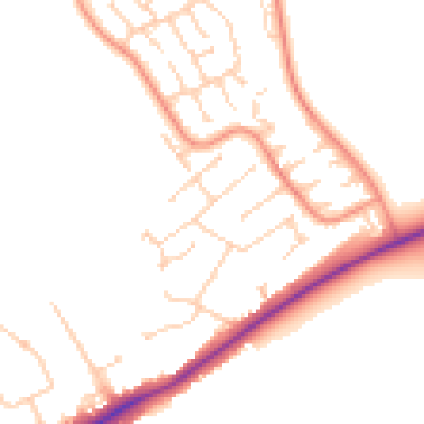 Daytime road noise heatmap for RG4 6NA