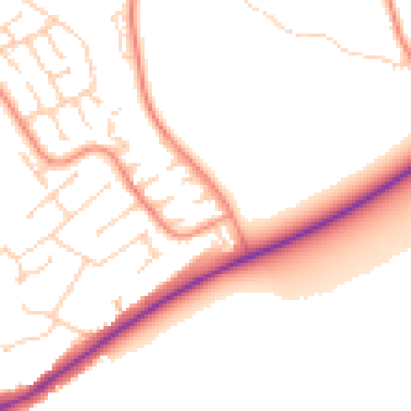 Daytime road noise heatmap for RG4 6NN