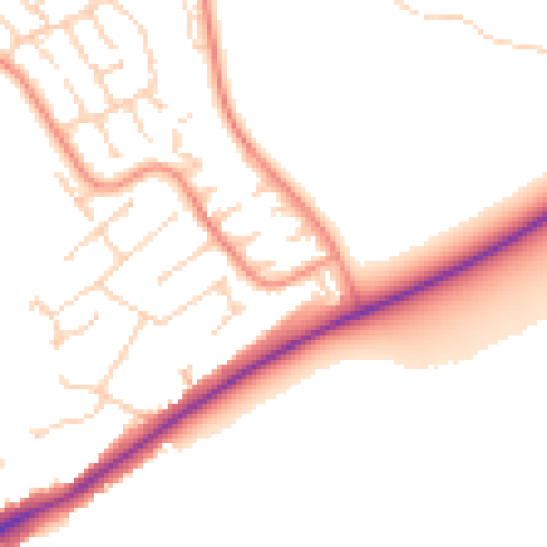 Daytime road noise heatmap for RG4 6NP