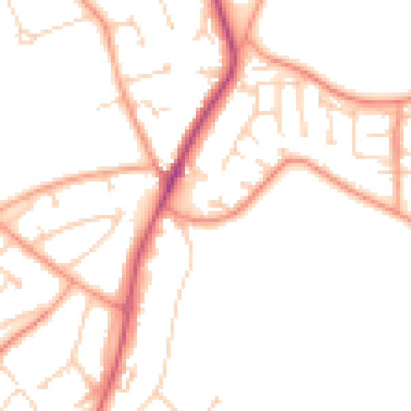 Daytime road noise heatmap for RG4 6NQ