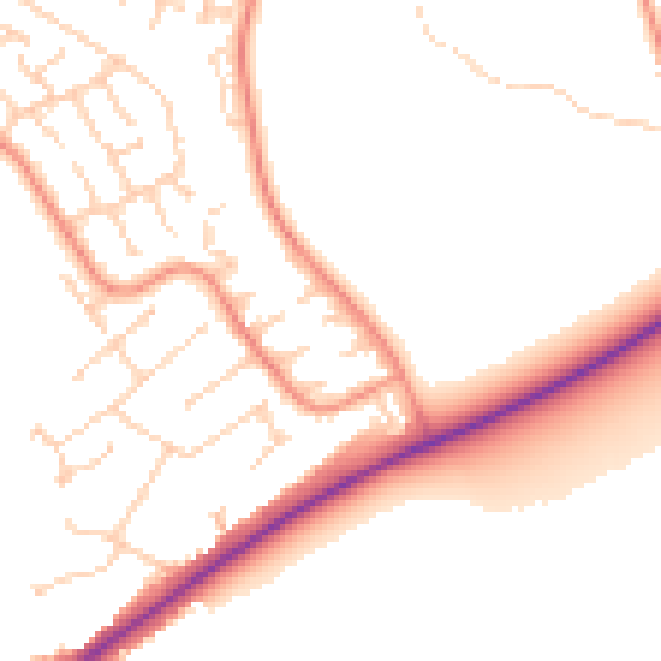 Daytime road noise heatmap for RG4 6NS