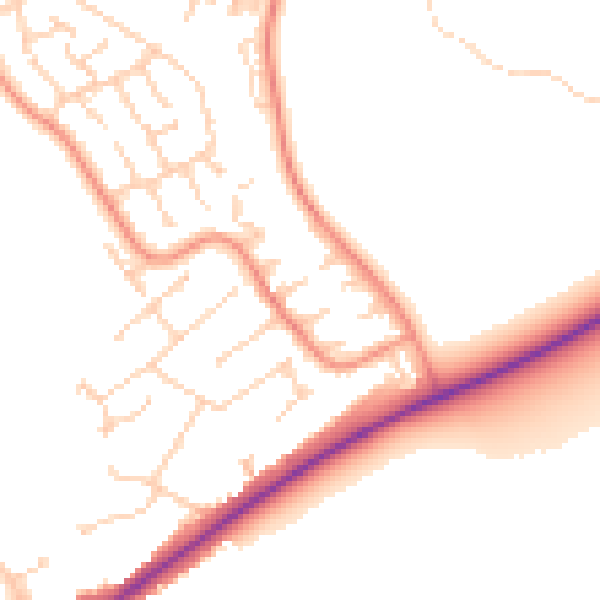 Daytime road noise heatmap for RG4 6NU