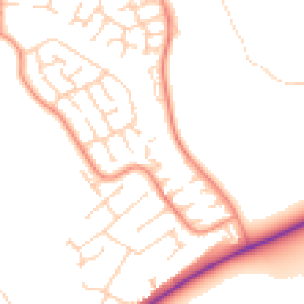 Daytime road noise heatmap for RG4 6NY