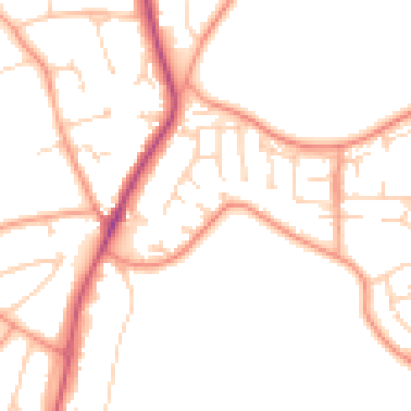Daytime road noise heatmap for RG4 6RR