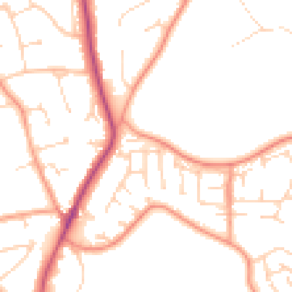 Daytime road noise heatmap for RG4 6RU