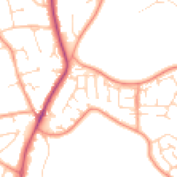 Daytime road noise heatmap for RG4 6RX