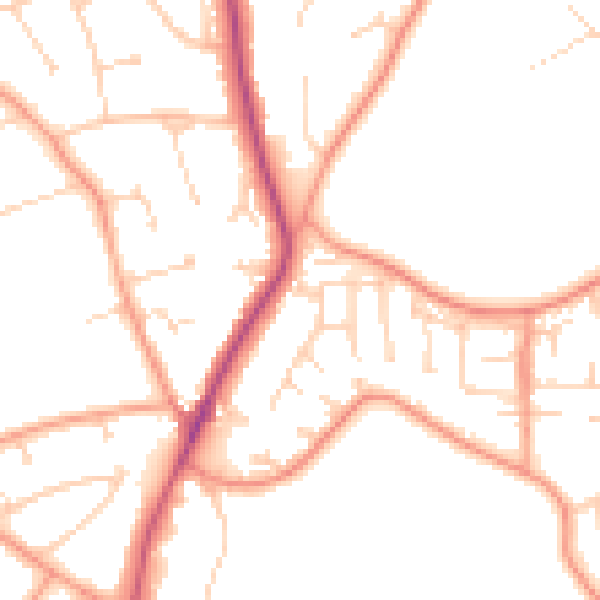 Daytime road noise heatmap for RG4 6RY