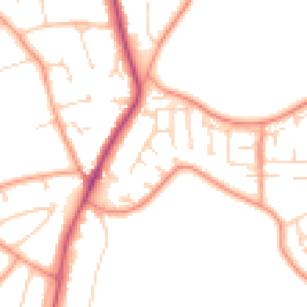 Daytime road noise heatmap for RG4 6SB