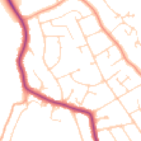 Daytime road noise heatmap for RG4 7HG
