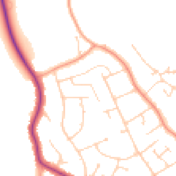 Daytime road noise heatmap for RG4 7NT
