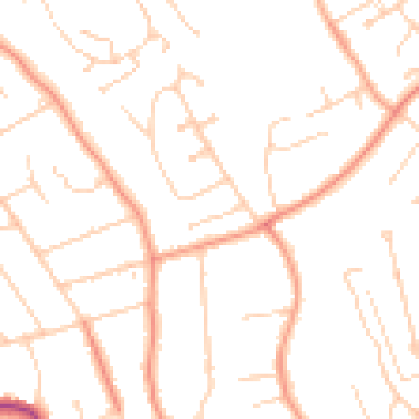 Daytime road noise heatmap for RG4 7RD
