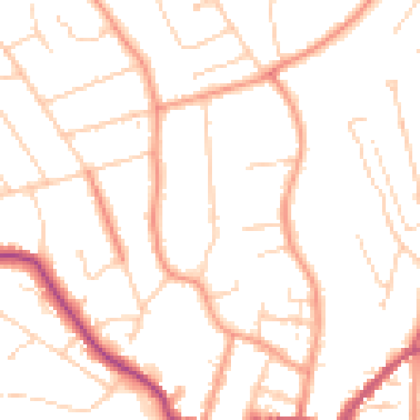 Daytime road noise heatmap for RG4 7RT