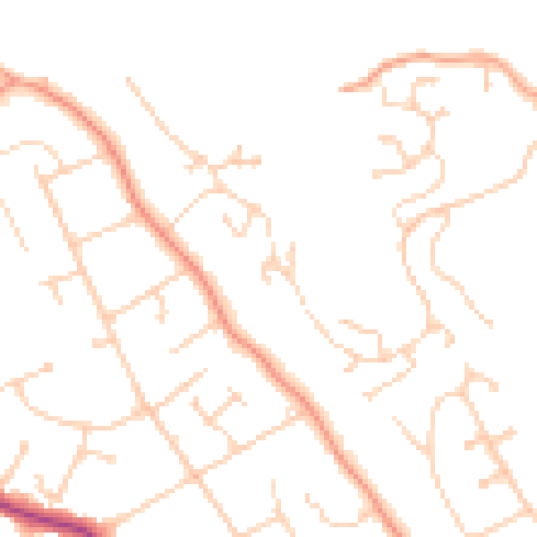 Daytime road noise heatmap for RG4 7XN