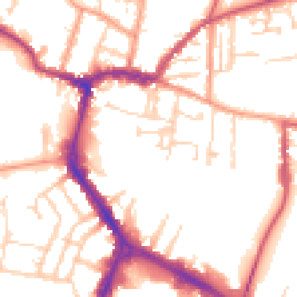 Daytime road noise heatmap for RG4 8BQ