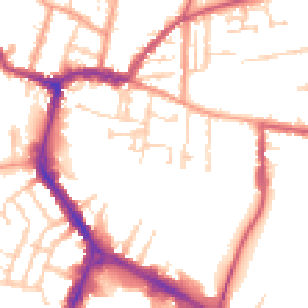 Daytime road noise heatmap for RG4 8BZ