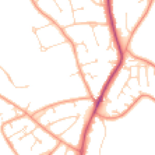 Daytime road noise heatmap for RG4 8HR