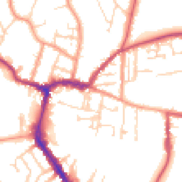 Daytime road noise heatmap for RG4 8HU