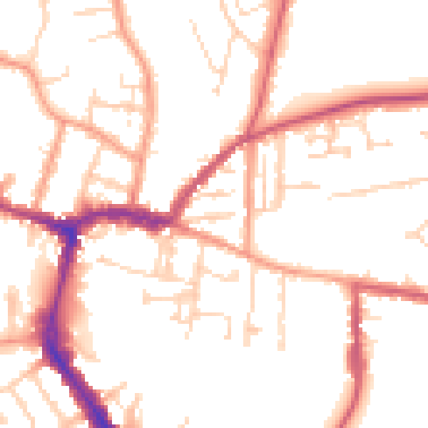 Daytime road noise heatmap for RG4 8HY